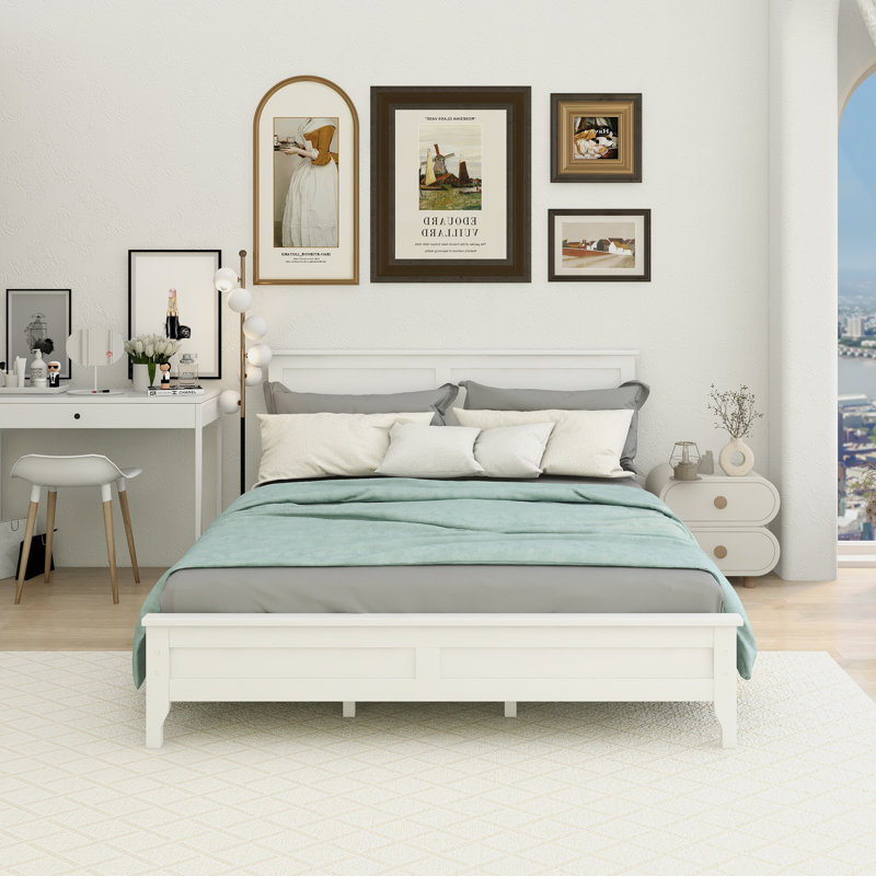 Ghiwa Solid Wood Bed, King, White