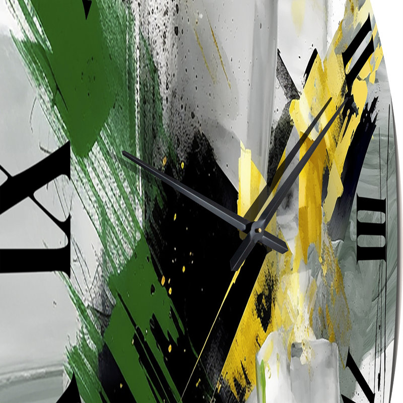 Horloge murale jaune et verte Abstracted Perspectives II, Grand