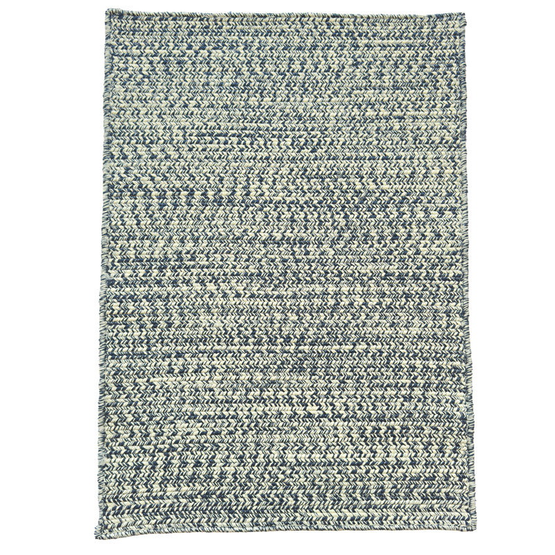Tapis d'extérieur uni tressé Nautical Tweed, Bleu, Rectangle 8 pi x 11 pi