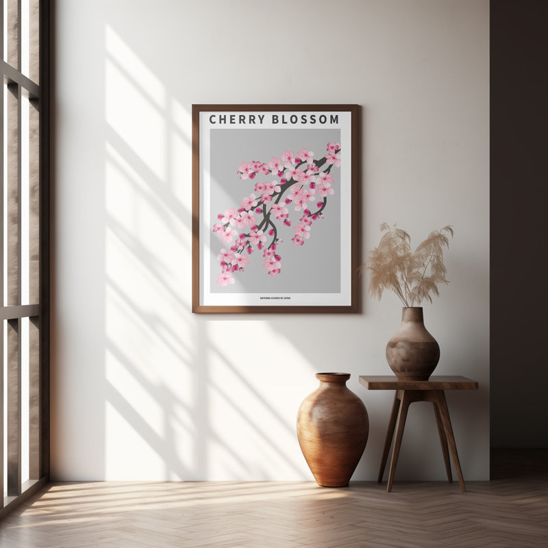 «Cherry blossom», art mural texturé encadré, Or, H 24 po x l 18 po