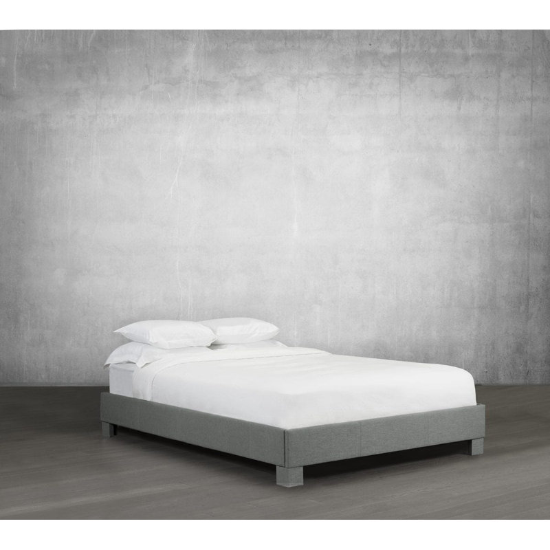 Lit plateforme tapissier Tartaglia, Simple, Cuir retravaillé - cendre