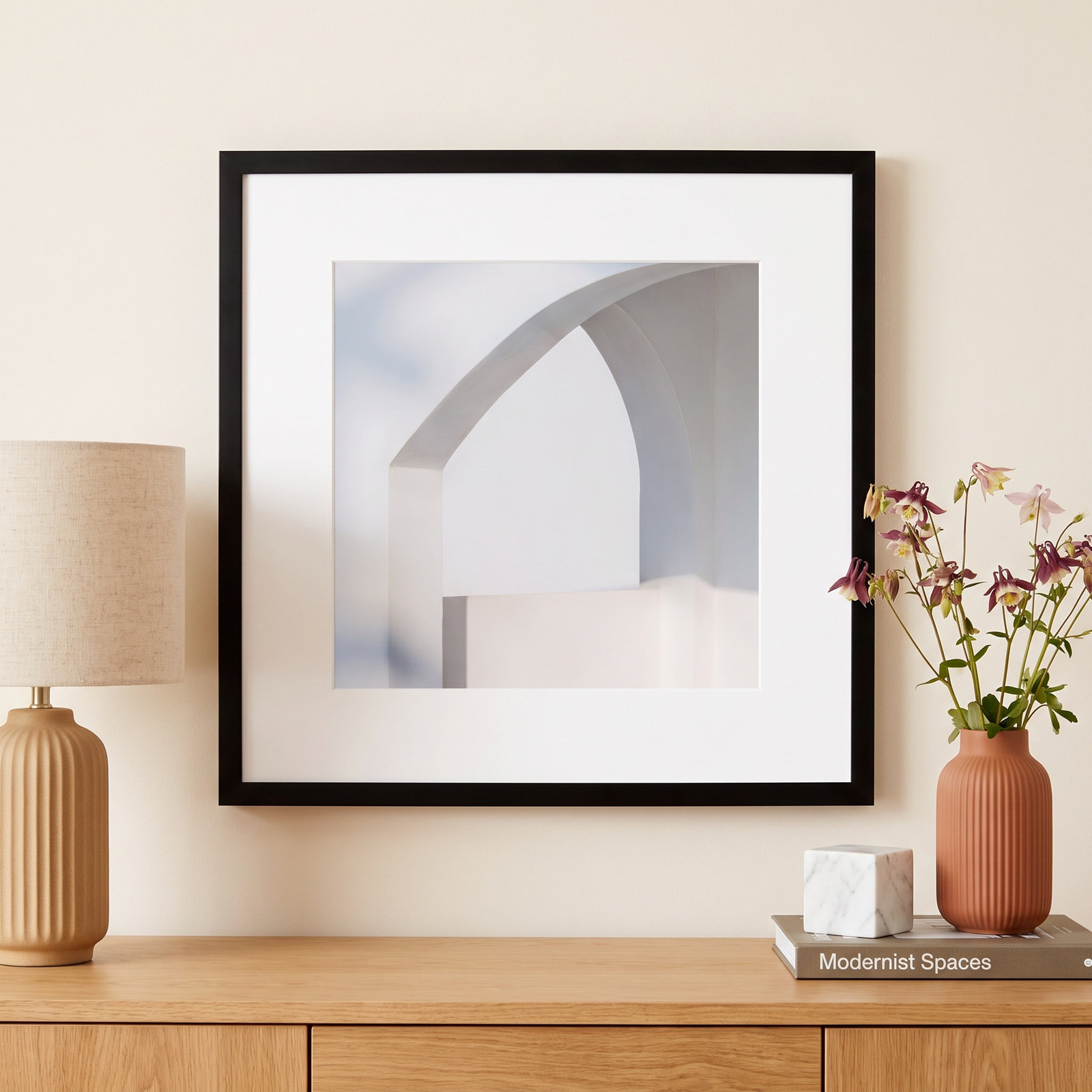 Lowell "White Fragments from Greece 2" Print, 24" H x 24" W x 1.25" D, Black