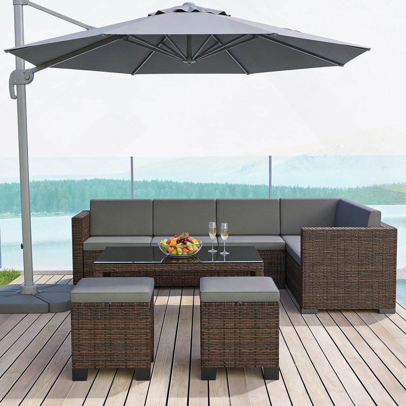 Ottoman Cubes Set Of 2,Wicker Outdoor Ottomans, Gray