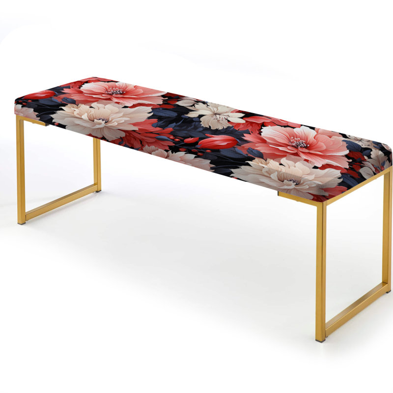 Banc rembourré or, Rustic Enchanting Pink Floral Impression