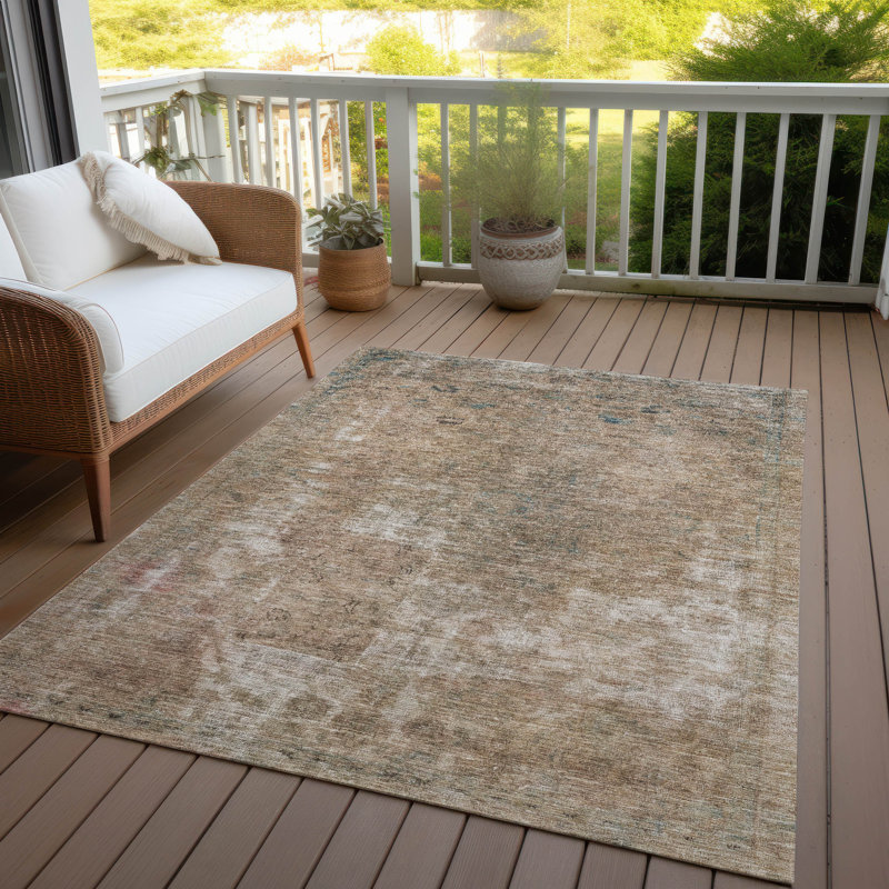 Isadorae Brown Washable Indoor-Outdoor Rug - LOOMLAN, 10' x 14'