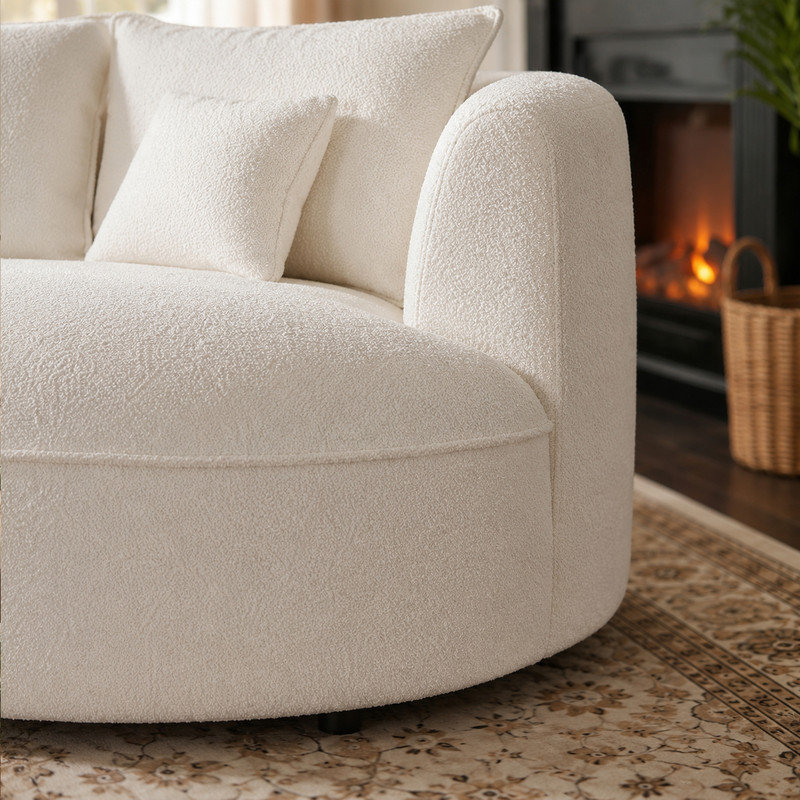 Canapé modulaire courbé beige de 125 po, Right Facing