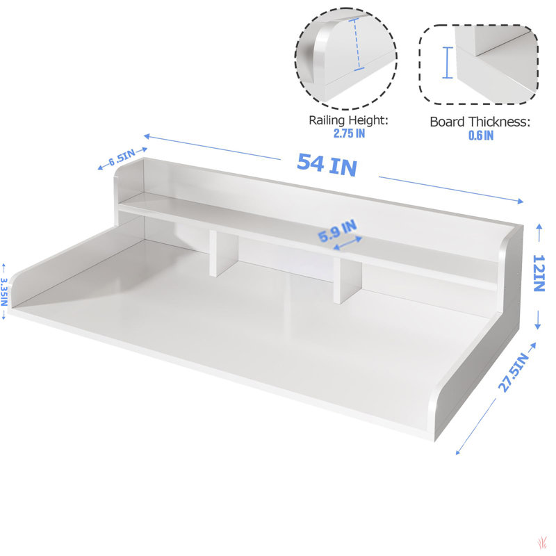 Washer Dryer Countertop, Laundry Wood Shelf Topper With Edge, 54" Width X 27.5" Depth Double Layer Organizer For Washer And Dryer Laundry Hamper Counter Storage Organization, WHITE