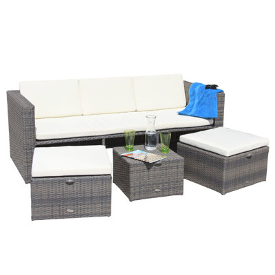 Mayson Rattan 5 Seater Lounge Set in Walnut Natural