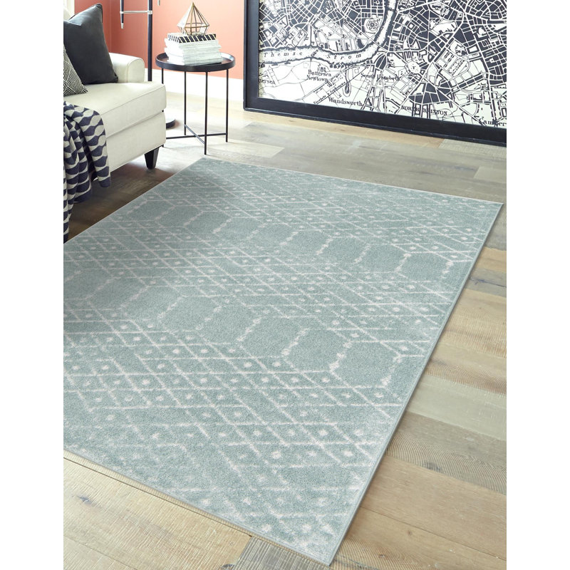 Sierra Geometric Aqua Area Rug, Square 6'1", Aqua