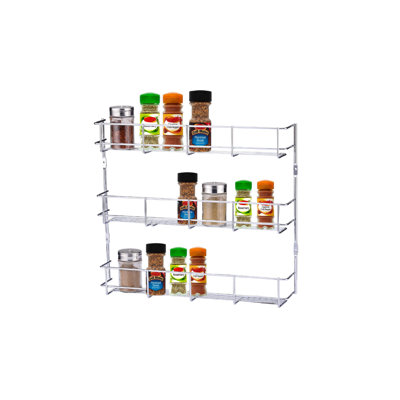 Buckingham 3 Tier Spice and Herb Rack Wall Mounted Kitchen Cupboard Storage Organiser 38.5 cm