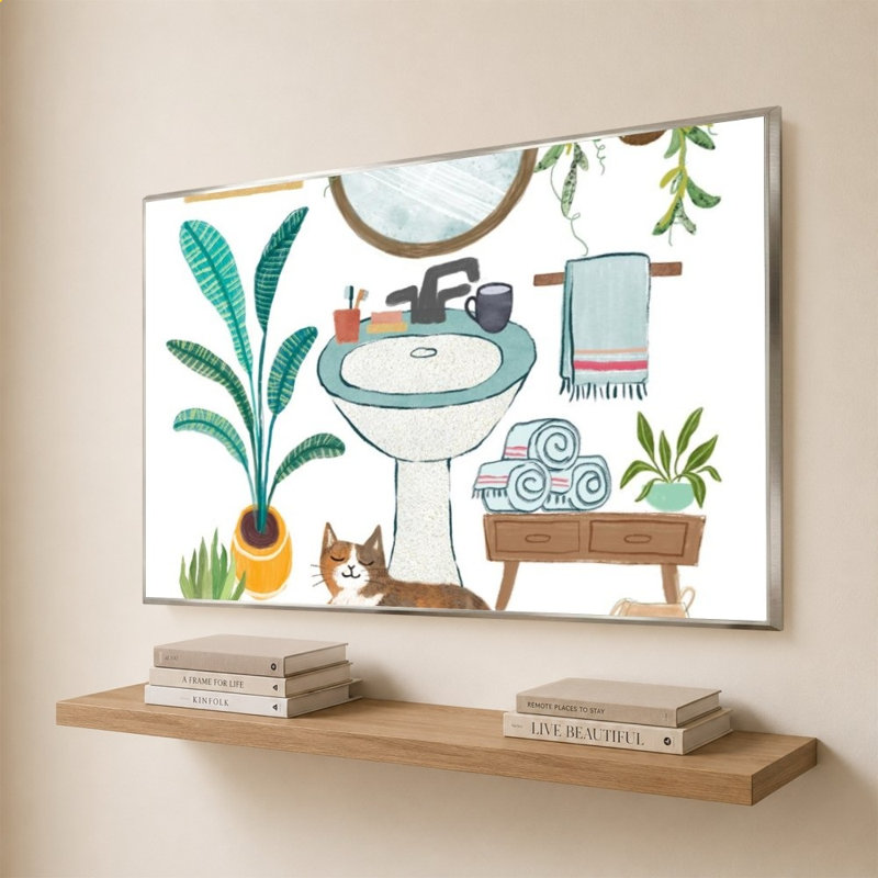 "Urban Jungle Bath I" par Mary Urban - Impression sur toile, 44" H x 64" W, Silver