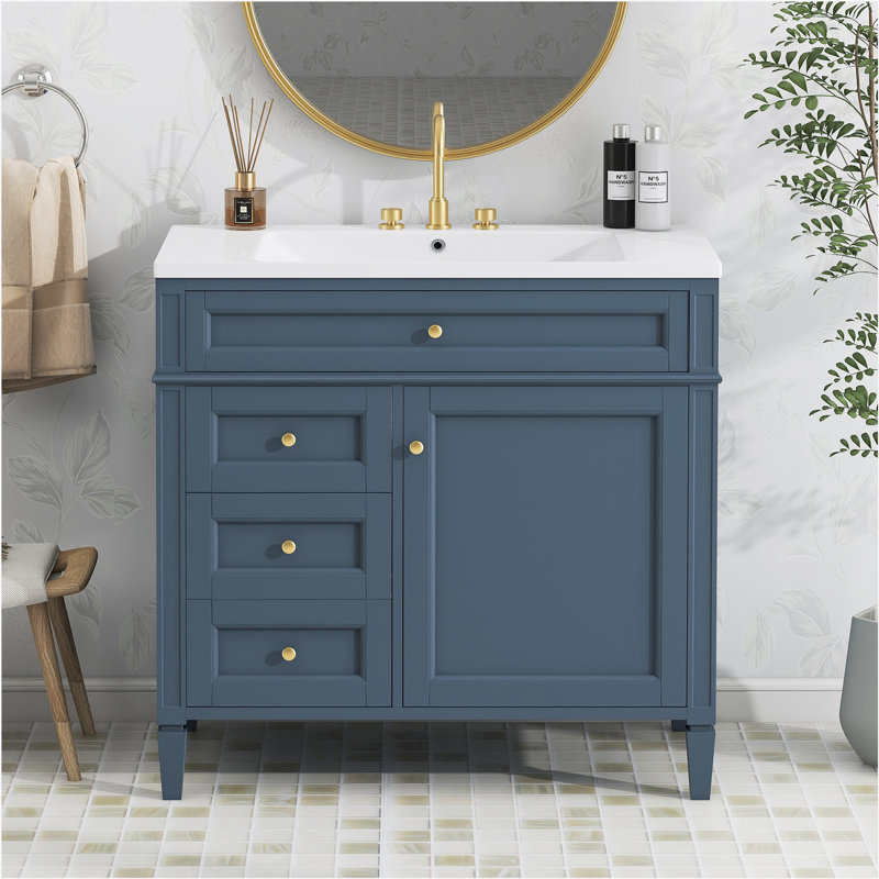 Meuble-lavabo moderne 36 po avec lavabo supérieur