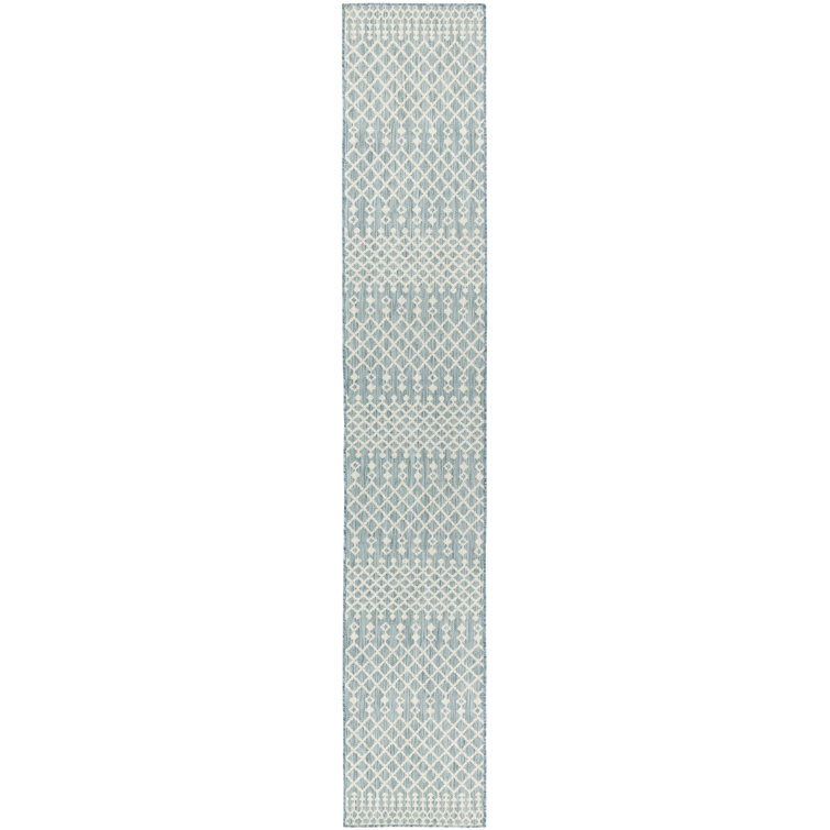 Ridlon Geometric Machine Woven Polyester/Polypropylene Indoor/Outdoor Area Rug in Aqua/Blue