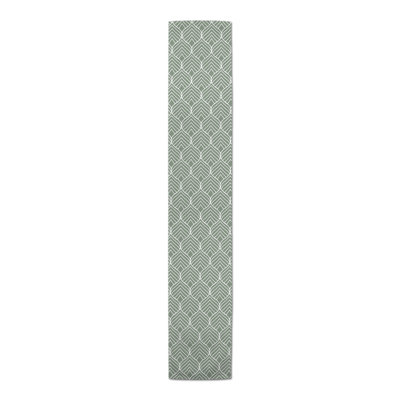 Geo Leaf Pattern On Grey 5 Table Runner