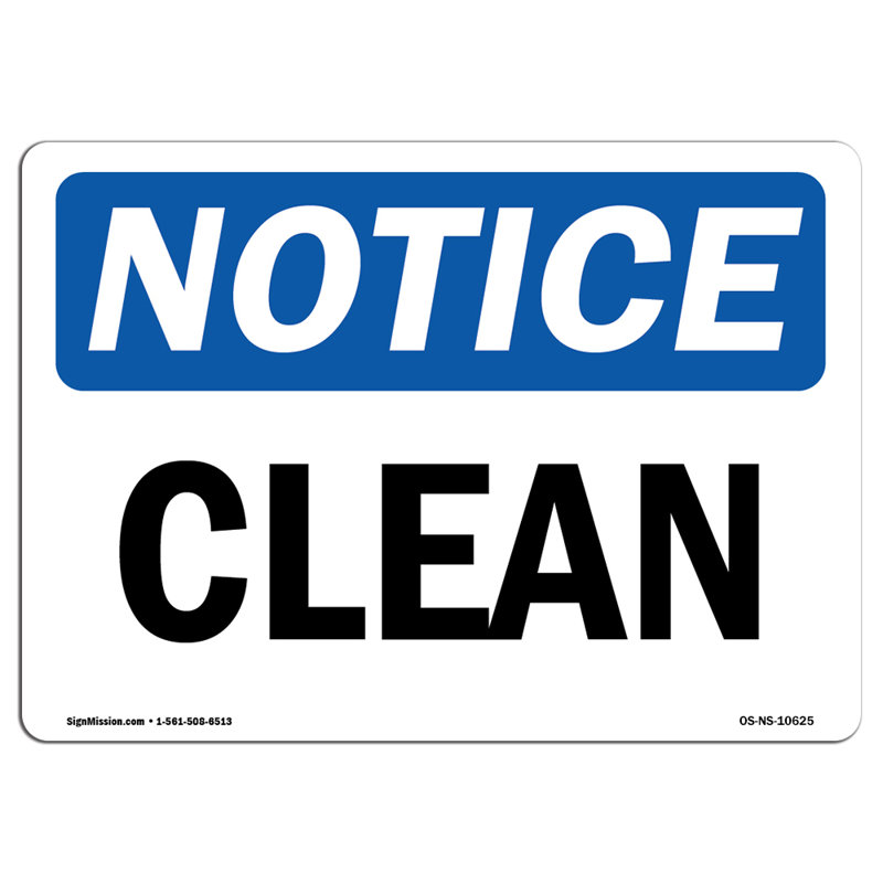 Clean Plastic Sign 10" X 7"