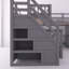 118'' Solid Wood Twin-Twin Over Full L-Shaped Bunk Bed With 3 Drawers, Portable Desk And Wardrobe-1205507546
