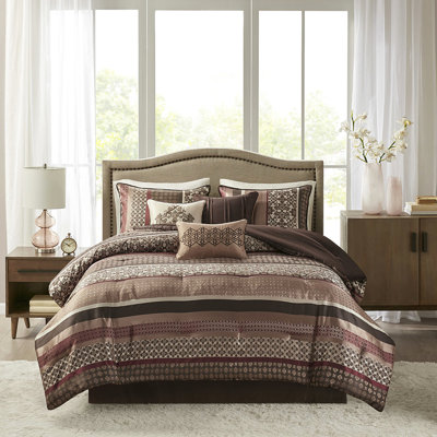 Édredon 7 pièces pour grand lit rouge - édredon traditionnel, lavable à la machine, coussins décoratifs 100% goutte