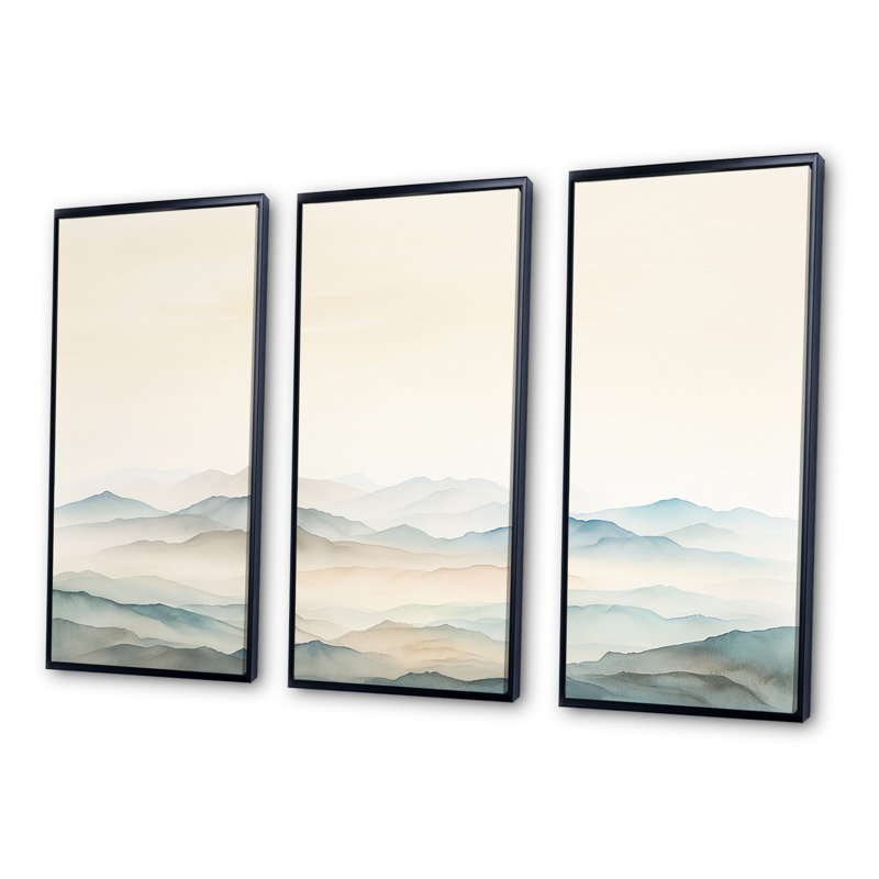 «Mountain Silent Beauty I - Landscape Mountains», ensemble d'art mural, Cadre flottant noir, H 40 po x l 60 po x P 1 po