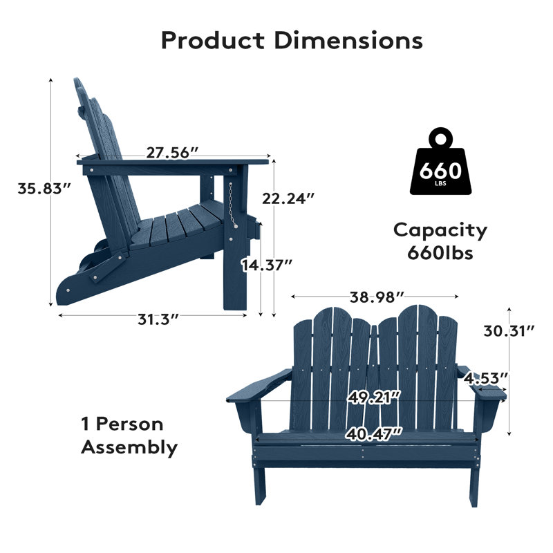 Chaise Adirondack Wolak, Bleu