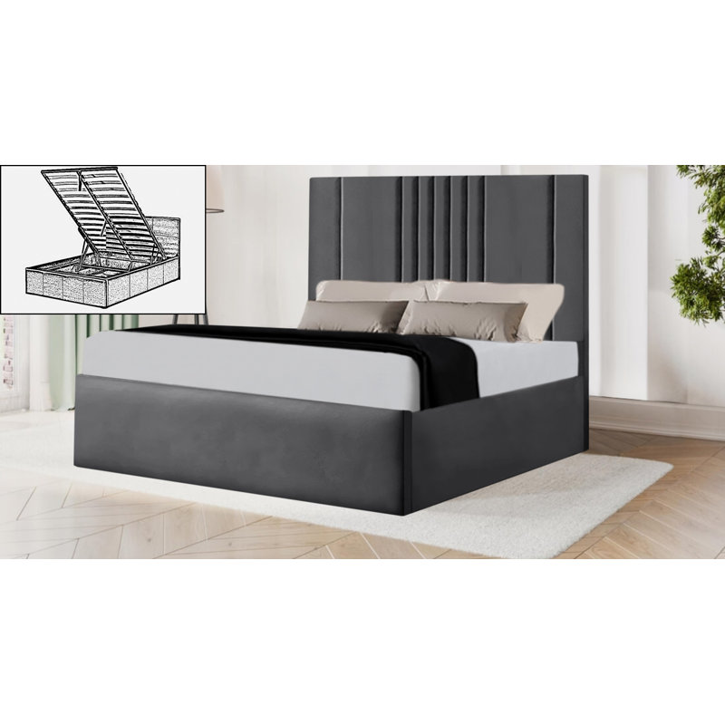 Berdeen Upholstered Ottoman Storage Bed, Yellow Mustard, Double (4'6)