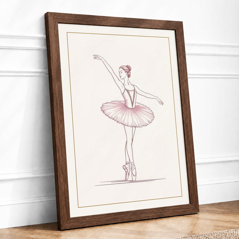 Ballet in Motion Minimalist - Framed Print, A2 - 59.4 x 42.0 cm, Walnut