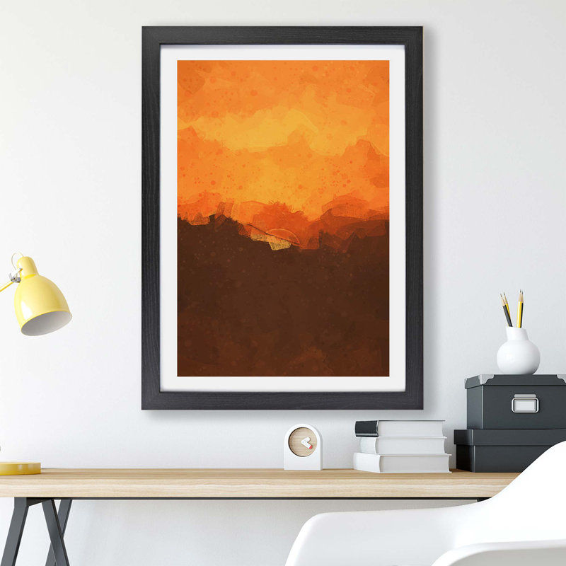 Orange Sunset Abstract Art - Framed Print, Black, 33cm H x 45cm W x 2cm D
