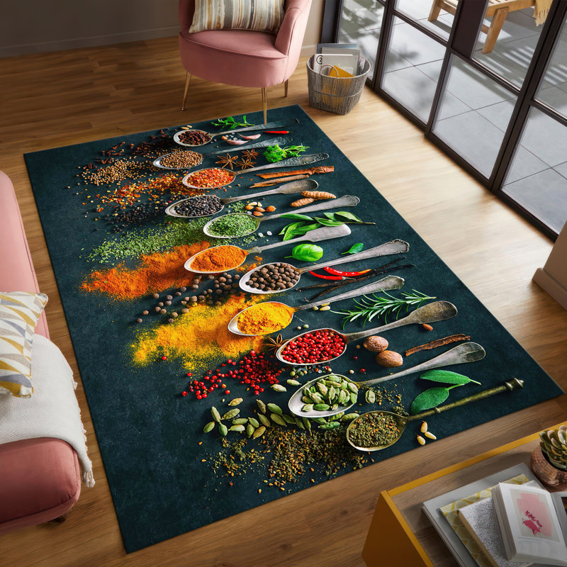 Floral Symphony Non-Woven Soft Print Rug with Intricate Design and Vibrant Hues Perfect for Elevating Your Home Decor
