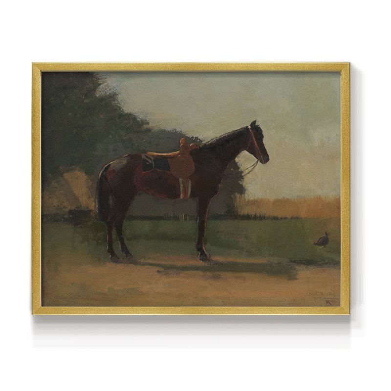 Saddle Horse -Framed Print - Restickable, 16" H x 20" W, Gold