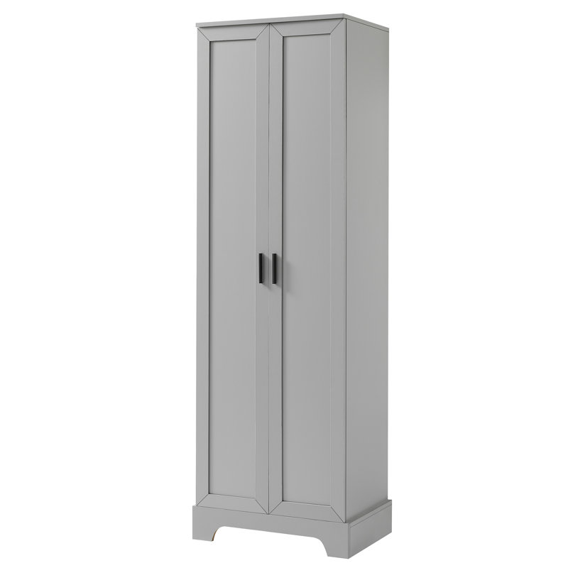 Armoire de rangement de 71,2 po de hauteur avec deux portes pour la salle de bain, Gris