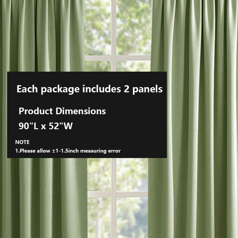 Room Darkening Curtains,2 Panels Set, 52" W x 90" L
