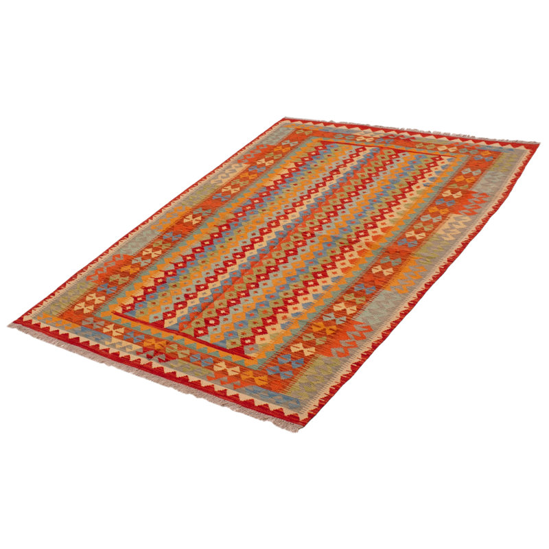 Tapis unique rouge de 5 pi 5 po x 7 pi 10 po Hondah