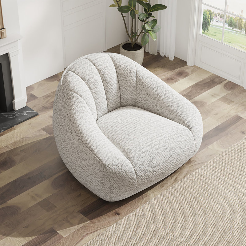 Pouf l 40 po x P 40 po x H 28,3 po pour salon, Polyester blanc