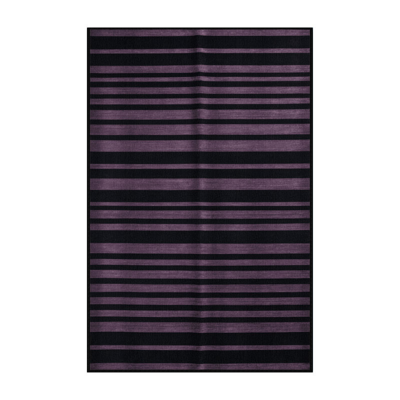 Tapis gris à rayures horizontales lavable à la machine, Rectangle 6 pi x 9 pi