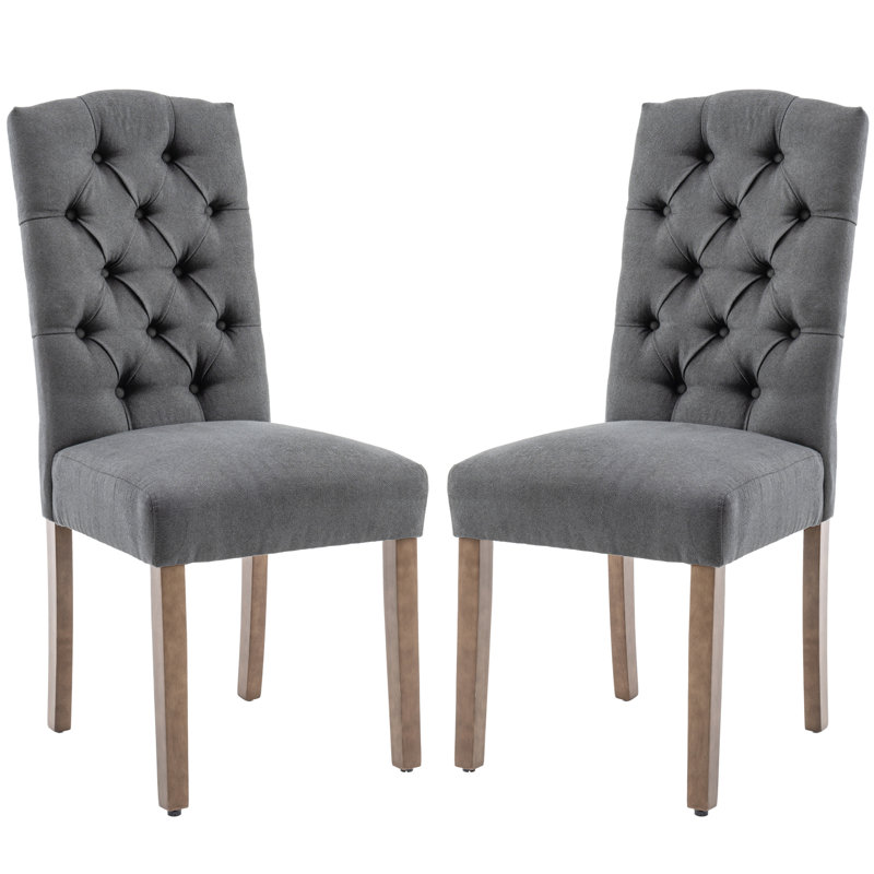 Chaise parsons capitonnée Charlotte, DarkGrey, Set of 2