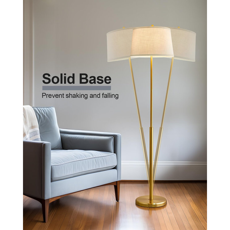 61.75" Gold Modern Floor Lamp with Linen Shade
