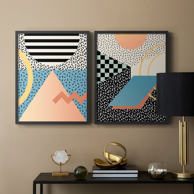 Impression encadrée moderne Memphis I-Premium - prête à être accrochée - aucun clou requis - aucun clou requis