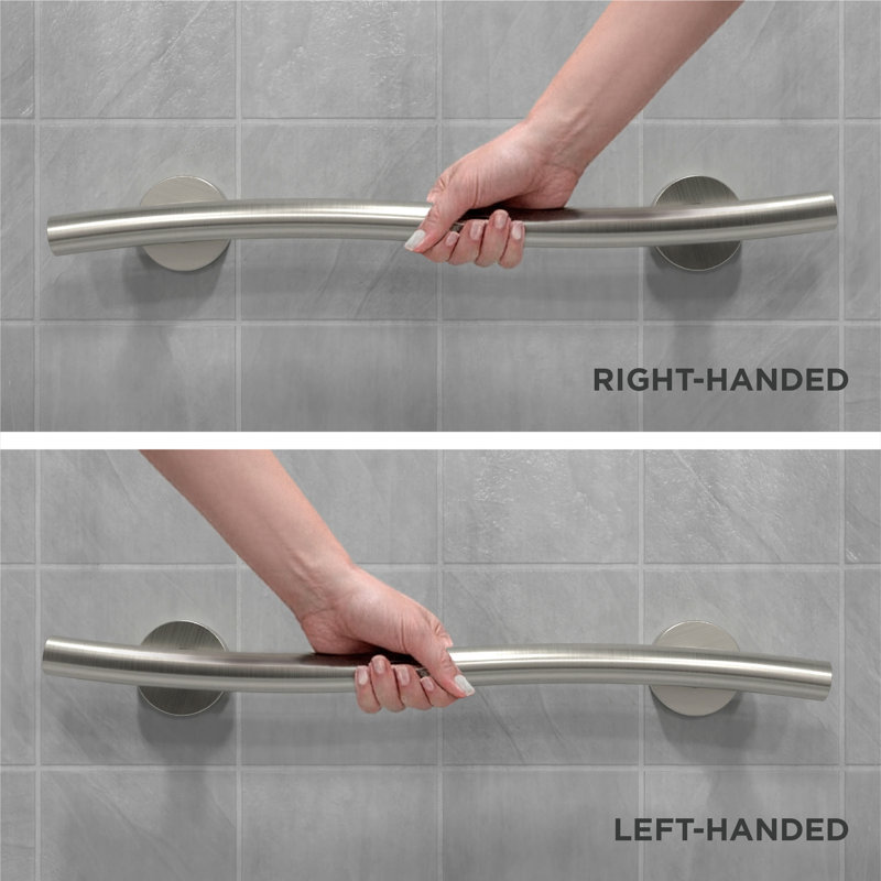 (2x Pack) Wave Grab Bar (24in), Left and Right Orientation, Brushed Nickel