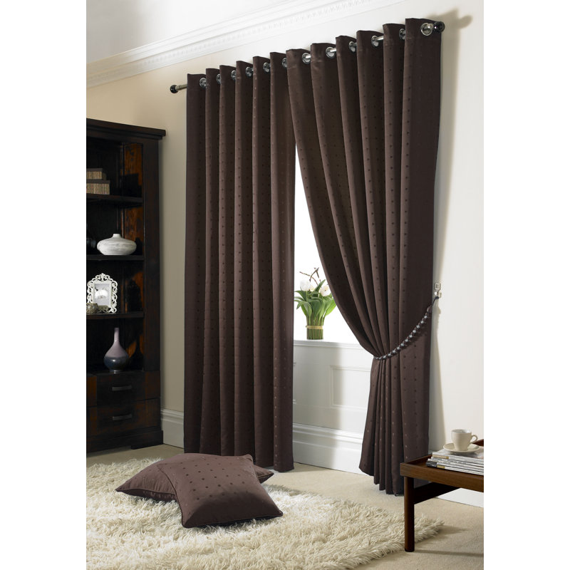 Norush Madison Eyelet Ring Top Curtains, Chocolate, 228 W x 274 D cm