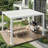 Erommy 10' x 12' Outdoor Pergola with Adjustable Louvered Roof & Integrated Drainage, Heavy-Duty Metal Louvered Pergola for Patios, White-123493070