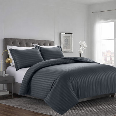 Imperial Homeware London Microfiber Striped Duvet Cover Set with Pillowcases Included