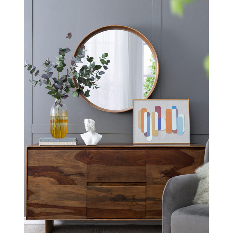 31,5 "miroir rond en bois de pin, miroir mural pour la salle de bain