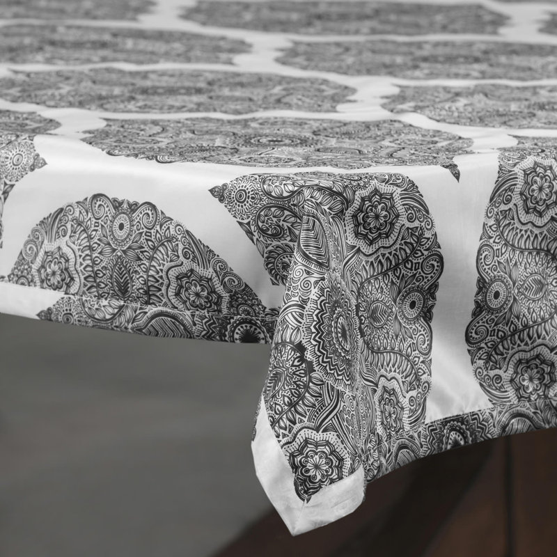 Heiden Floral Tablecloth, 54"W x 120"L, Gray