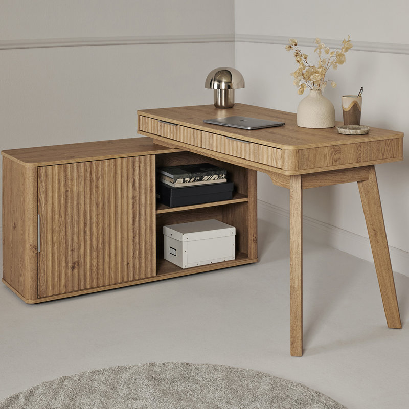 Bureau d'écriture en L avec armoire K 55,5 po Kiehl, Montana Oak
