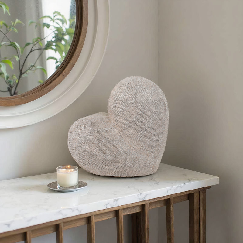 Millsap Ceramic Geometric Heart Sculpture, 8" H x 3" W x 8" D, Champagne