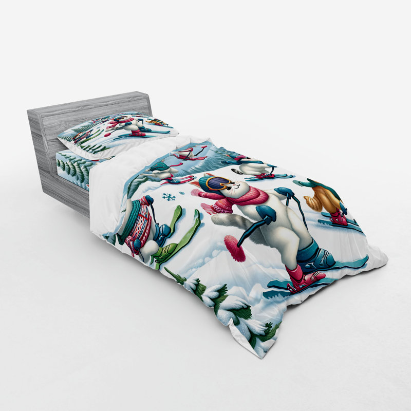 Ensemble de literie pour chat Ambesonne et bleu framboise blanc pâle, Housse de couette simple + 6 pièces supplémentai