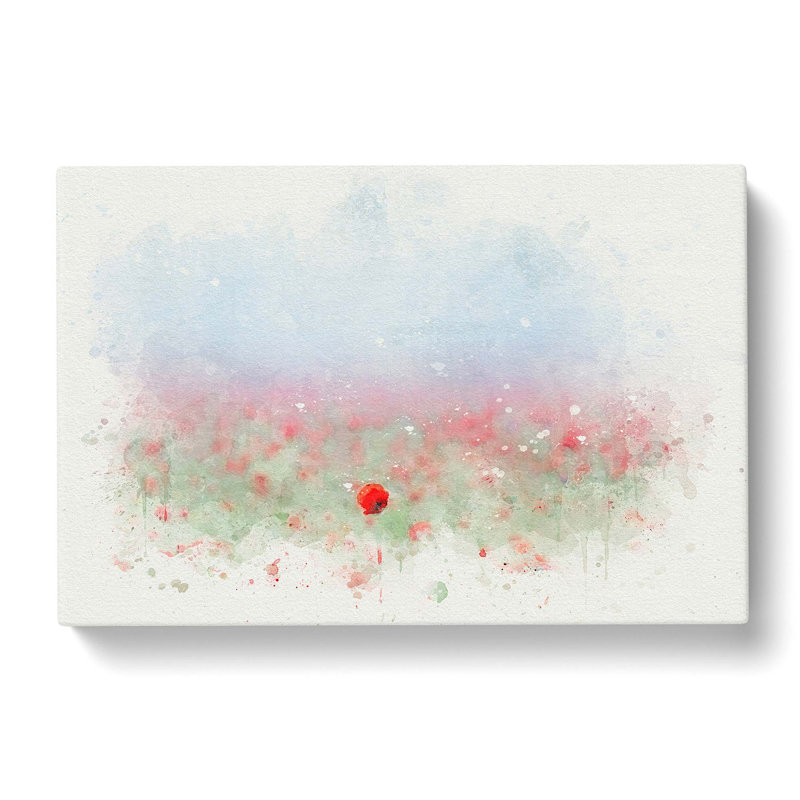 Red Poppy Field In Italy In Abstract - Wrapped Canvas Print, 35cm H x 50cm W x 3cm D