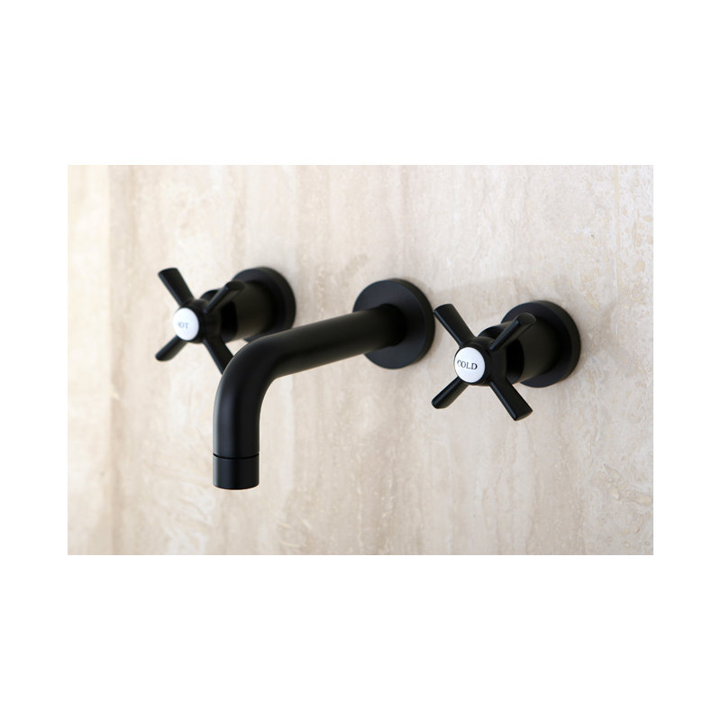 Kingston Brass Millennium Two-Handle 3-Hole Wall Mount Bathroom Faucet, Oil Rubbed Bronze