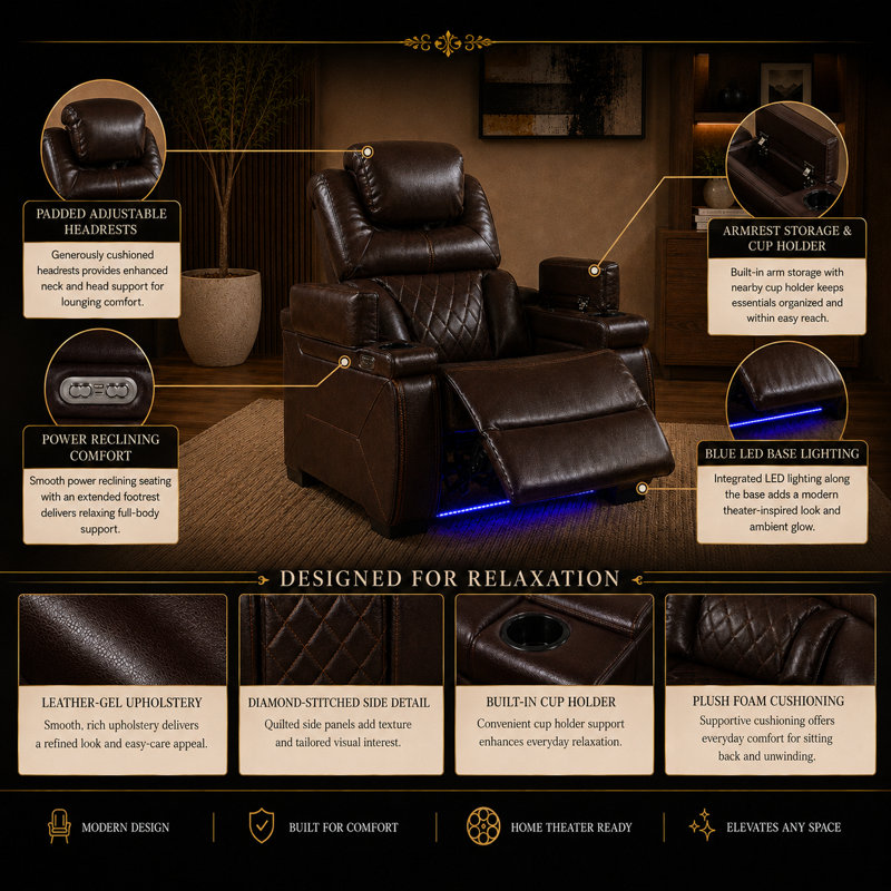 Fauteuil inclinable Akenzie, Cuir véritable brun