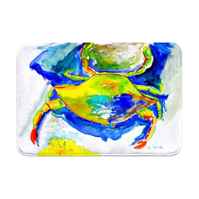 Tapis de bain bleu et jaune crabe