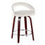 Tabouret de comptoir à hauteur fixe avec pivot en bois d'acajou, repose-pieds en métal chromé et velours blanc - ensemble de 2-1108049198